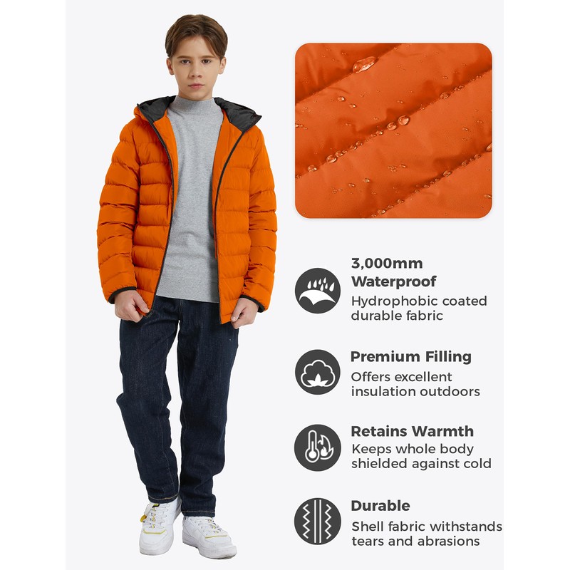 wantdo Boy's Puffer Jackets Light Weight Winter Jacket Packable Puffy