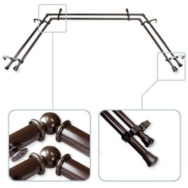 Rod Desyne AWID-Bay-07 13/16" Bay 20"-36", 38"-72"-Cocoa Double Curtain Rod Set, 78-144"