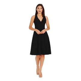 Dress the Population Women's Catalina Solid Sleeveless Fit & Flare Midi Dress, black l