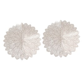 ULTECHNOVO 2pcs Peacock Tail Placemat Decoration Party Table Mat Table Accessory Protective Mat Home Placemat Heat Insulation Pad Golden PVC