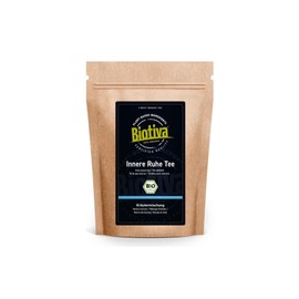 Innere Ruhe Tee Bio 100g - Entspann Dich - Kräutertee Mischung - Mistelkraut Brennnesselblätter Bohnenschalen Lemongras Birkenblätter Weißdornbeeren Johanniskraut - ohne Zusätze - Biotiva