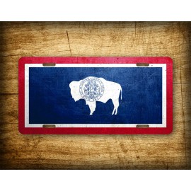 SignsAndTagsOnline Wyoming Weathered Metal Flag License Plate Antique WY State Flag Auto Tag