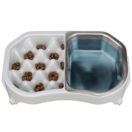 Neater Pet Brands - Neater Slow Feeder - Fun, Healthy, Stress Free Dog Bowl Helps Stop Bloat Prevents Obesity Improves Digestion (Double Diner/w Stainless Steel Bowl, Vanilla Bean)
