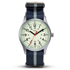 Infantry Glow in The Dark Military Watches for Men Tactical, Analog Field Mens Wrist Watch, Luminous Work Casual Outdoor Waterproof Wristwatch Blue NATO Band