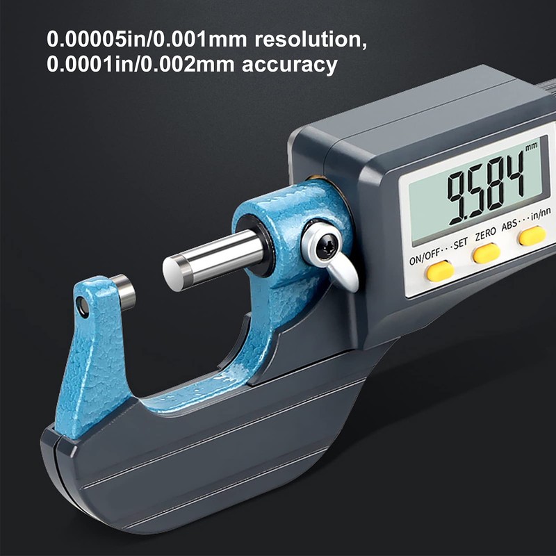 Micrometer Digital, LCD Digital Outside Micrometer 25-50 mm/1-2 Inch, Electronic