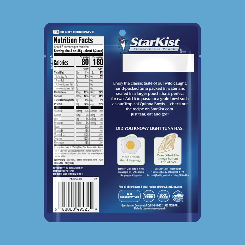 StarKist Chunk Light Tuna in Water, 6.4 oz Pouch (12
