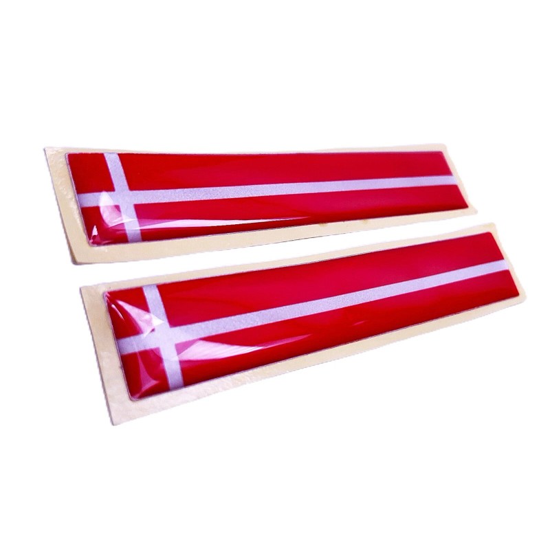 DIGIART INTERNATIONAL DANISH DENMARK FLAG 3D EPOXY CAR EMBLEM SET