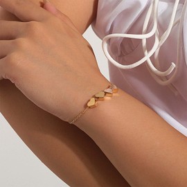 Yienate Love Bracelet Gold Heart Wrist Chain Boho Heart Hand Chain Minimalist 4 in Love Bracelets Jewelry Gifts for Women Girls
