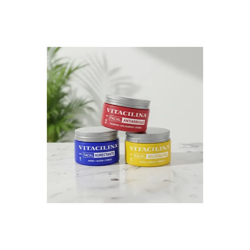 Vitacilina Facial, Humectante, Aclaradora, Antiarrugas Pack3