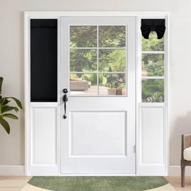 OutdoorLines Blackout Sidelight Curtains for Front Door, Privacy Thermal Insulated Tie up Side Door Narrow Window Treatments Panel, W12 x L40 inch, Black, 1 Panel