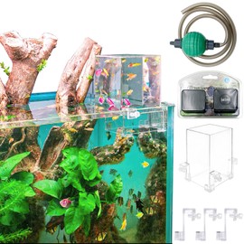 DEGGOX Vacuum Suspended Fish Tank – 0.8 Gallon Negative Pressure Aquarium with Clear Fish Elevator, Auto-Refill Water System, Increases Fish Activity Area & Unique Aquarium Décor