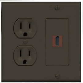 RiteAV Custom HDMI Wall Plate 1 Port - Round Outlet [Brown/Brown]