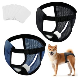 keyxer 2er Pack Hundewindeln für Hündinnen Hunde Windeln mit 9 Damenbinden Waschbare läufigkeitshose für Hündinnen bei Hitze Monatsblutung Waschbare Schutzhose, Schwarz/Blau