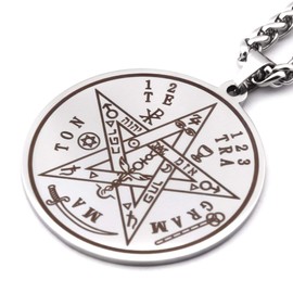 Gungneer Tetragrammaton Wicca Pentacle Medallion Stainless Steel Necklace Charming Design For Men Women Lucky Power Amulet