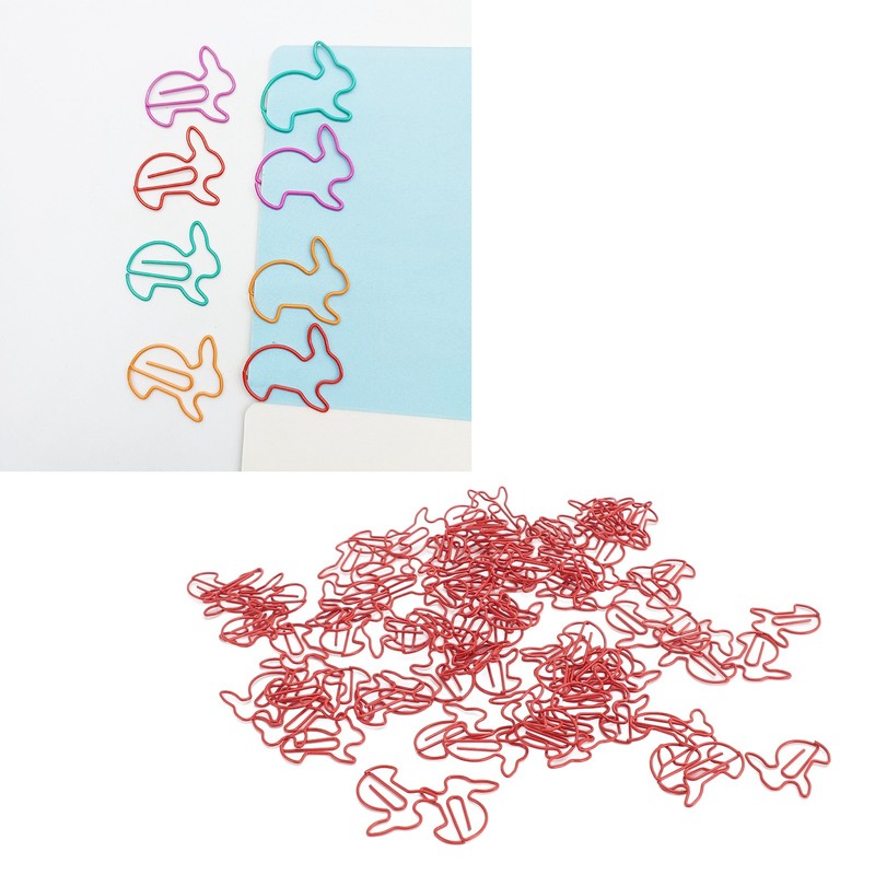 100pcs Paper Clips Prevent Slip Cute Rabbit Shaped Decorative Bookmark