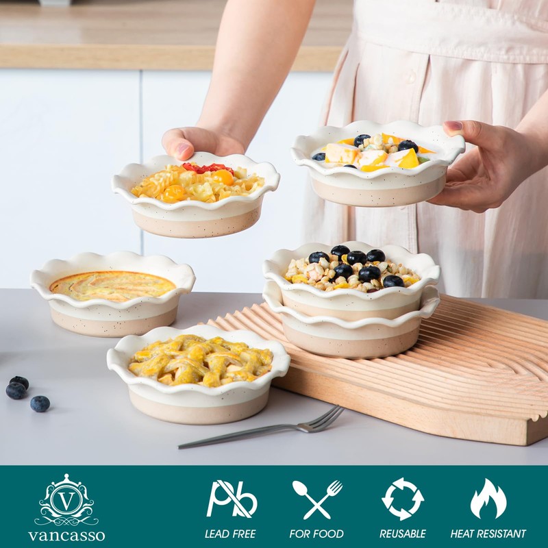 vancasso Mini Pie Pans Set of 6, 5.2 Inch Ceramic