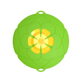 Kochblume das Original, Silikon Überkochschutz für Töpfe und Pfannen, Mikrowellen-Deckel, Spritzschutz und Dampfgar-Aufsatz | (limette, M | Topfgröße 14-20cm)