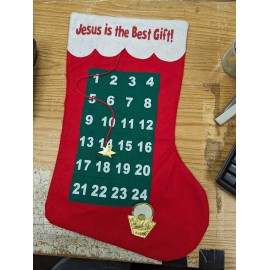 Jesus is the Best Gift ADVENT CALENDAR Shaped Like A Stocking LARGE 12" x 18"