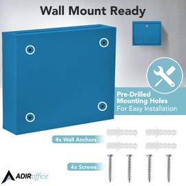 Adir Metal Suggestion Box with Lock and Slot, Wall Mount Deposit Box for Payments and Checks, Office Mail Box for Employees, Mailbox for House, Safe Drop Box with Keys - 3x10x12 Inch Blue