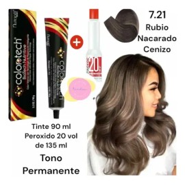 Colortech Tinte Permanente Tono 7.21 Rubio Nacarado Cenizo