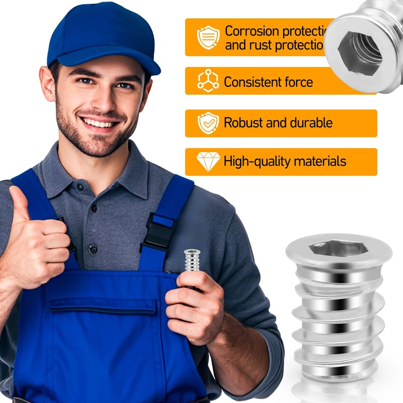 100Pcs M6x15 Threaded Inserts for Wood, Threaded Inserts, Insert Nuts,