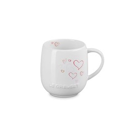 Le Creuset Mon Coeur Collection Stoneware Heritage Mug, 13oz., White with Hearts