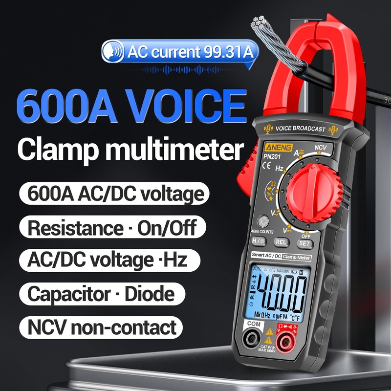 PN201 Voice Meters Digital Clamp Meter Multimeter Tester 4000 Counts