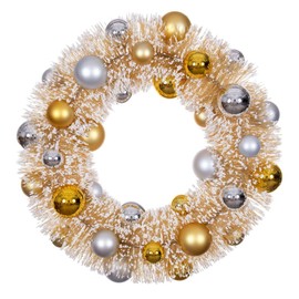 Vickerman 762271-18" Frosted Gold Wreath Gold/Silver Ball (LS204219) Frosted Christmas Wreath