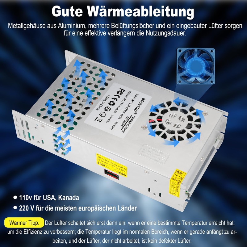 BOSYTRO 48V 12.5A 600W Switching Power Supply, 48V Universal Regulated