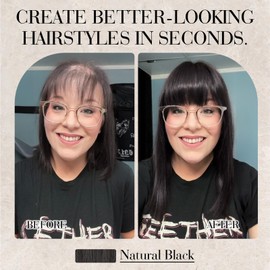 S-noilite Hair Toppers for Women Real Human Hair, 100% Human Hair Toppers with Bangs for Thin Hair,3.5"*4.7" Handmade Nature-mimicking Scalp Base 12” Natural Black