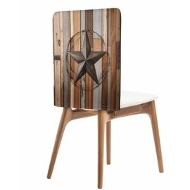Jeomia Chair Back Covers Set of 4, Western Star Farm Vintage Wood Board Removable Burlap Linen Chair Slipcovers Sets Kitchen Chair Covers for Dining Chairs 20 x 19 Inches Country Stars