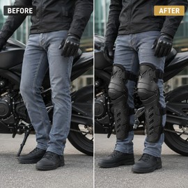Motorcycle Knee & Elbow Guard Set for Riding – Adjustable Protective Pads for Dirt Bike, Motocross & Outdoor Use