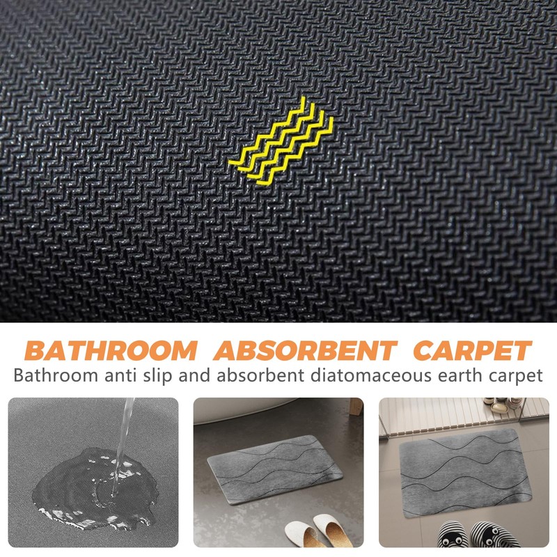 FeiatPogra Stone Bath Mat 60x40cm Quick Dry Non-Slip Diatomite Bath
