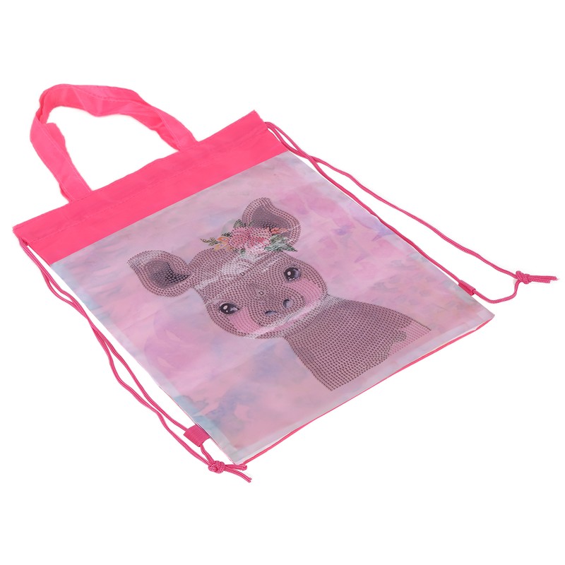 Backpack Bag WearResistant Large Capacity Rhinestones Painting with Drawstring Home