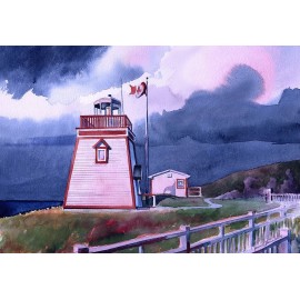 Bella Terra Fox Point Lighthouse St. Anthony Newfoundland, Canada. Watercolor Notecards - Set of 6
