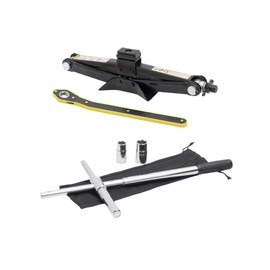 Modern Spare Tire Changing Kit for Lucid Air – Proprietary Scissor Jack Design with Lucid-Specific Jack Head & High-Leverage Cross-Wrench System for Easy Storage