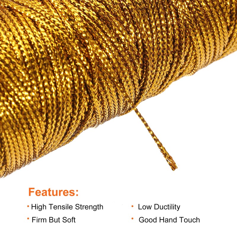 QUARKZMAN Cotton Rope Twisted Braided Rope Cord Gold 100 m