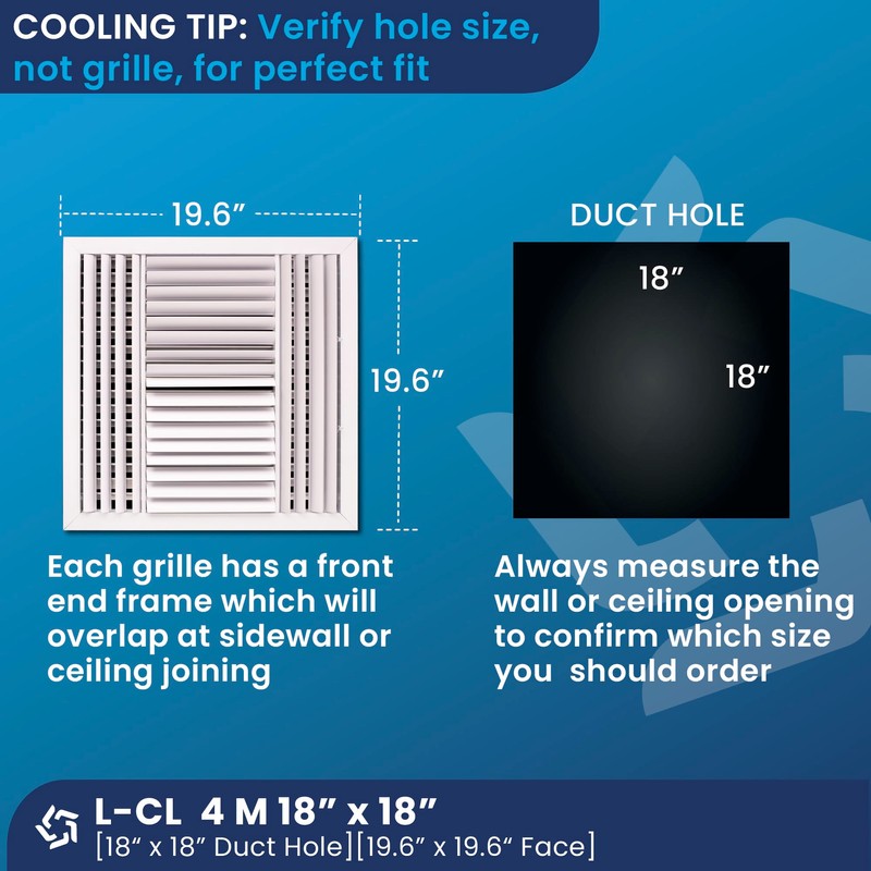 18" x 18" Duct Hole [19.6" x 19.6" Face] Aluminum