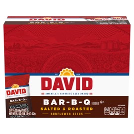 DAVID Roasted and Salted Sunflower Seeds, Bar-B-Q Flavor, 1.625oz. (Pack of 12)