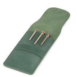 TheAntiq Leather Pen Case, Pen Protector for Fountain Pens, Pen Holder, Pencil Case, Genuine 3 Pen Case, Brown Leather Case for Fountain, Ballpoint & Rollerball Pens, Travel Organizer (3 Pens, Green)