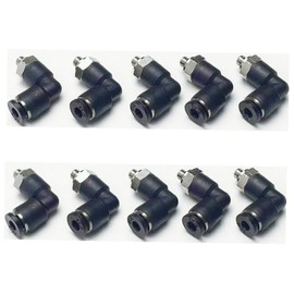 VETLEY Pneumatic Male Elbow 5/32 Inch OD Tube x 10-32 UNF Push to Connect Fittings PL5/32-U10(Pack of 10)