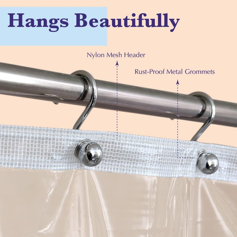 Epica Shower Curtain – Strongest Heavy-Duty Clear Vinyl 72x72 Shower