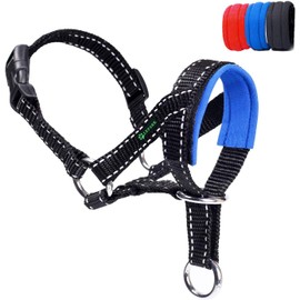 Dog Head Halter with Reflective Safety Strap Stop Dog's Pulling, Dog Head Collar for Small Medium Large Dogs(S,Blue)