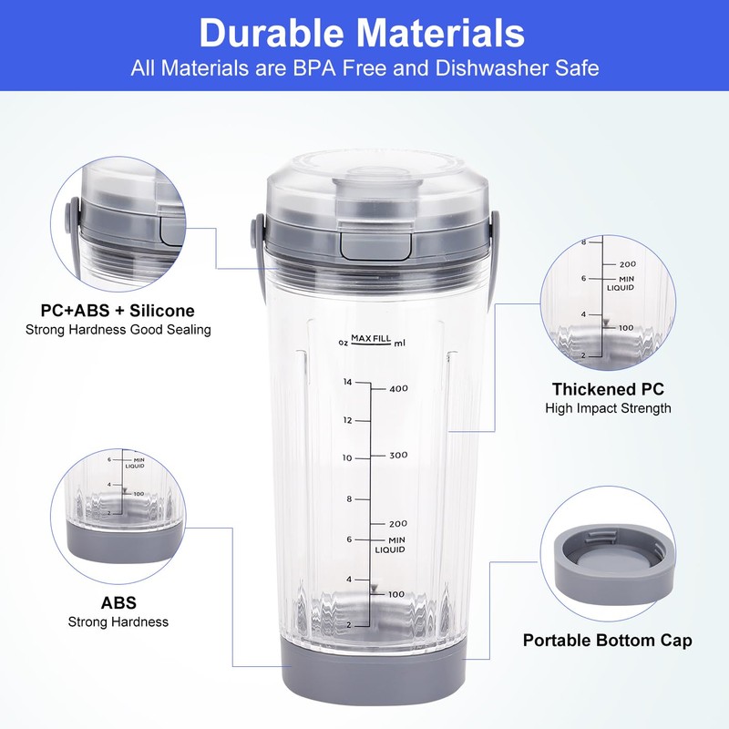 Replacement Blender Cup with Lid for Ninja Blast Portable Blender