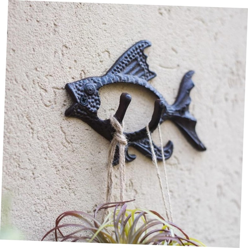 KONTONTY Farmhouse Cast Iron Fish Hook Durable Wall Mounted Coat