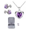 Collar Y Aretes Dije Corazón Cristal Mujer,regalo Para Mujer