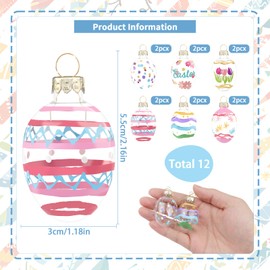 12 Pcs Easter Egg Decorations Pastel Glass Easter Egg Ornaments Decorative Hand Painted Eggs for Holiday Day Gifts Spring Tree Decorations