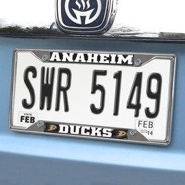 FANMATS 17194 Anaheim Ducks Chrome Metal License Plate Frame, Team Colors, 6.25in x 12.25in
