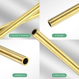 M METERXITY 300mm Brass Round Tube, 8mm OD 1.5mm Wall Thickness H65 Brass Seamless Tubing for Construction/Machining/DIY Crafting, Metal Straight Pipe [0.31x0.06x11.8IN]