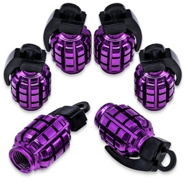 MEAJOO 6PCS Tire Valve Stem Caps, Stainless Steel Tire Valve Caps Wheel Valve Caps for Cars, Trucks, SUV, Motorcycles, Bicycles (Purple)